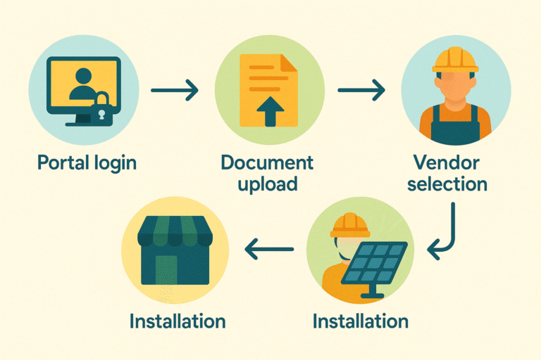"How to apply for rooftop solar in India - infographic steps"