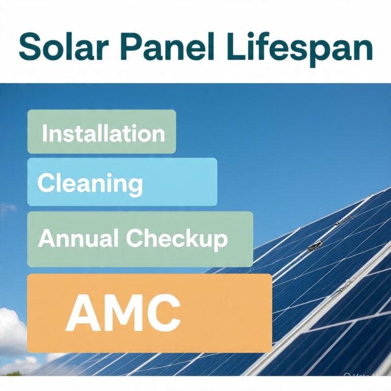Hindi guide on how to extend solar panel life using installation, maintenance and AMC tips